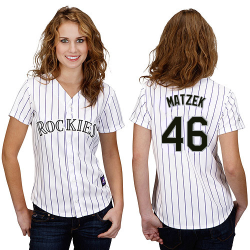 Tyler Matzek #46 mlb Jersey-Colorado Rockies Women's Authentic Home White Cool Base Baseball Jersey